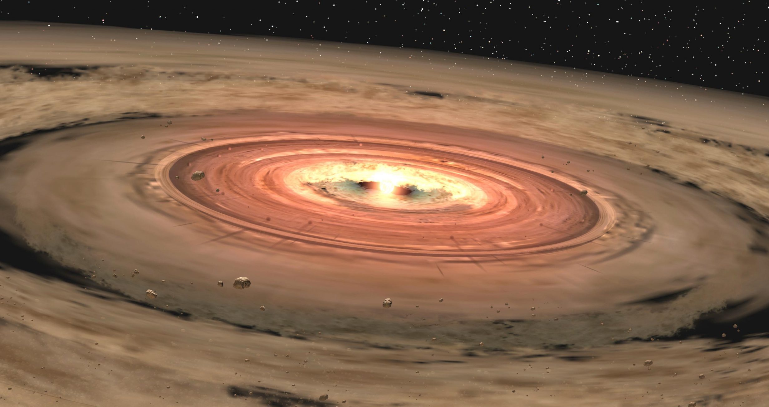 Artist's impression of a protoplanetary disk of dust and gas around a star. Scientists believe that planets can form around dying stars too. Credit: NASA/JPL-CALTECH