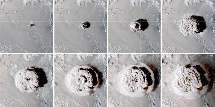 The Hunga Tonga eruption caused a plume that reached the mesosphere. Credit: NASA