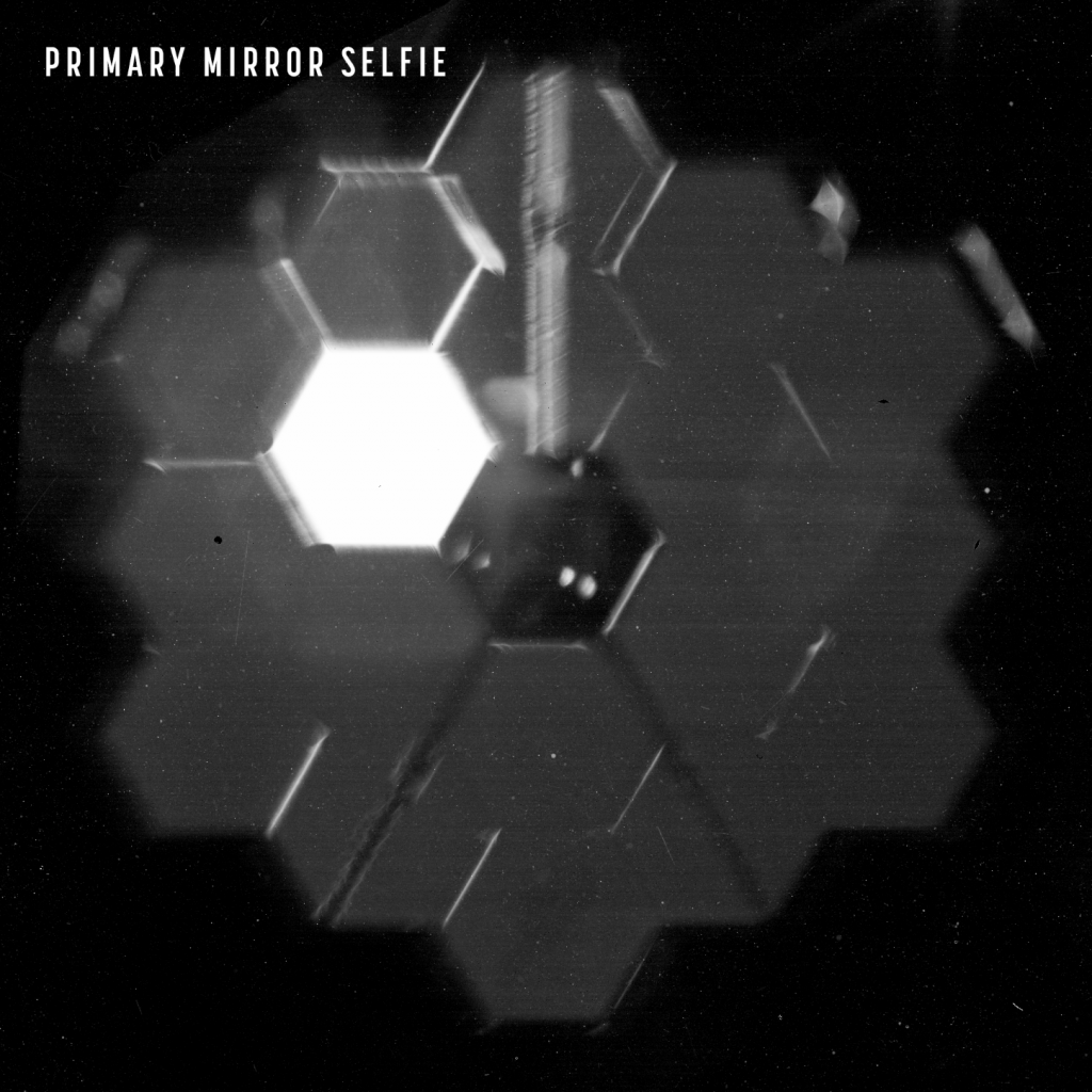 This is James Webb's first 'selfie' image taken with a special pupil imaging lense within the NIRCam instrument. This tool was created for engineering purposes and will help experts with the alignment of the mirror segments. Credit: NASA
