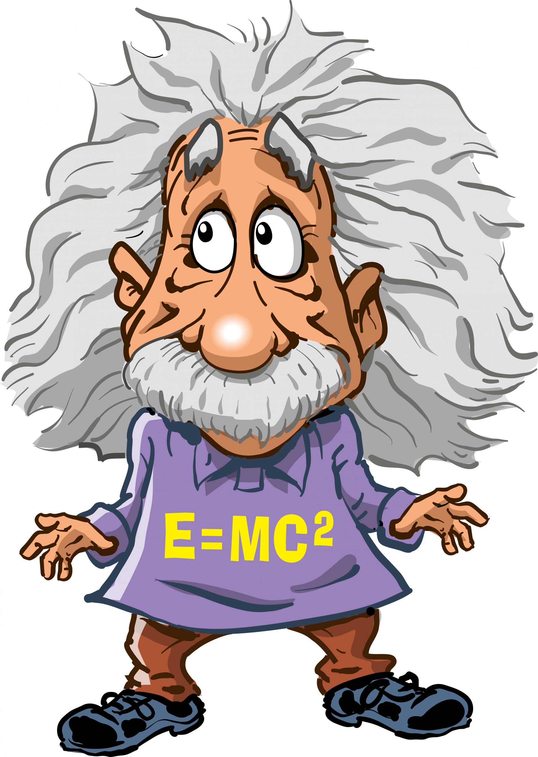 A cartoon Illustration of Albert Einstein. Depositphotos.