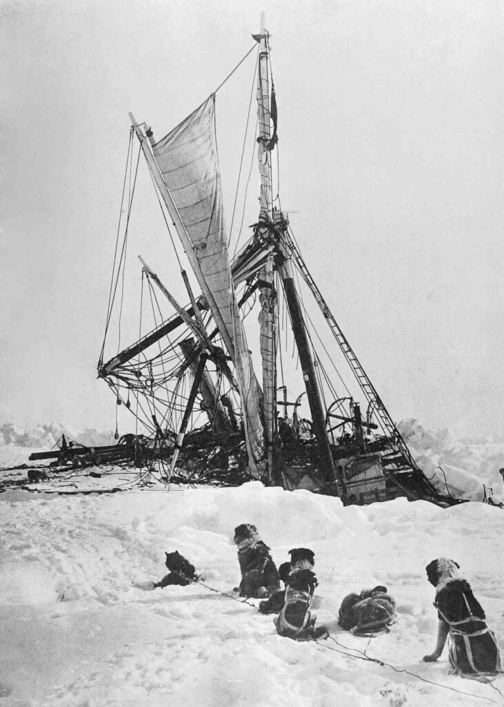 The Endurance ship as it was crushed between ice and days before it sunk. Credit: Wikimedia Commons