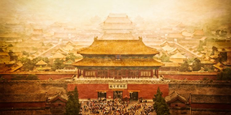 Forbidden city vintage view, Beijing, China. Depositphotos.