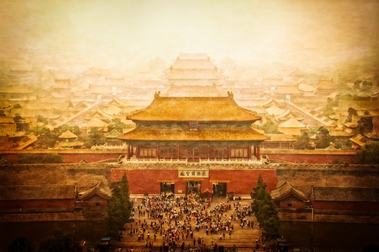 Forbidden city vintage view, Beijing, China. Depositphotos.