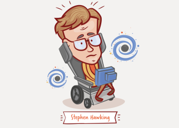 A cartoon of Professor Stephen Hawking. Depositphotos.