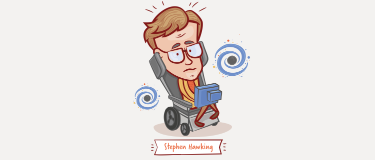 A cartoon of Professor Stephen Hawking. Depositphotos.