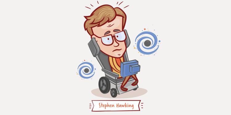 A cartoon of Professor Stephen Hawking. Depositphotos.