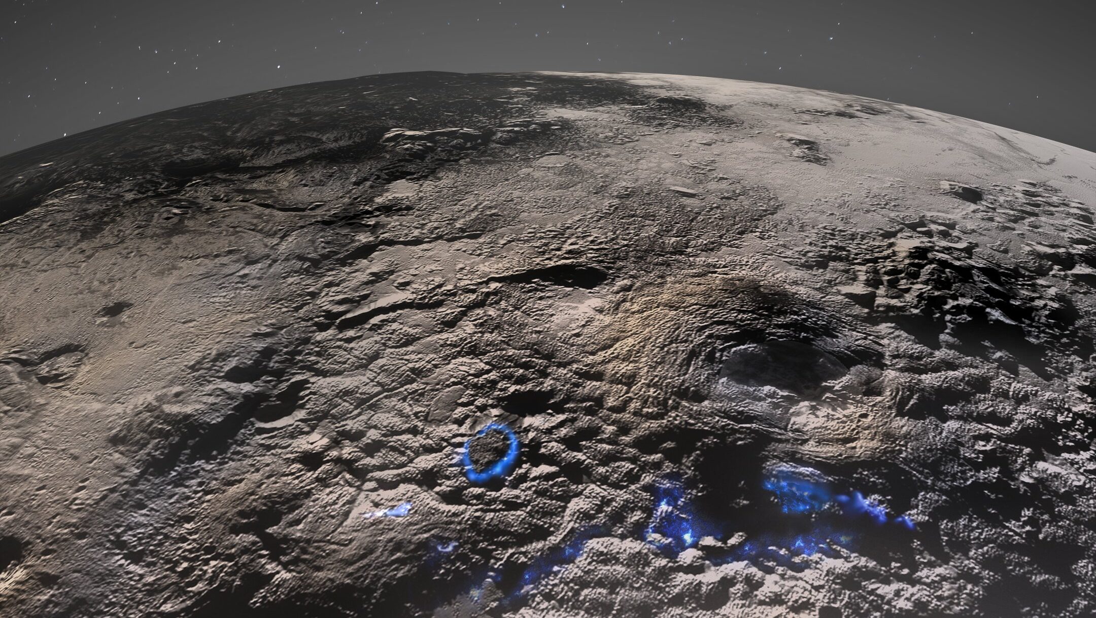 Ice volcanoes on Pluto might still be active. Credit: NASA/Johns Hopkins University Applied Physics Laboratory/Southwest Research Institute/Isaac Herrera/Kelsi Singer