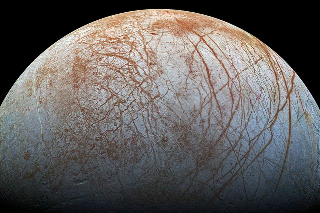 Scientists have a new theory about the distribution of oxygen and water in Europa's oceans. Credit: NASA