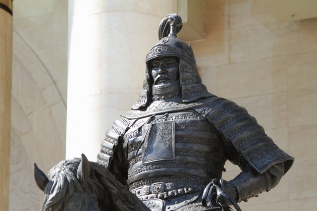 A statue of Genghis Khan at the National Museum of Mongolia in Ulaanbaatar, Mongolia. Depoistphotos.