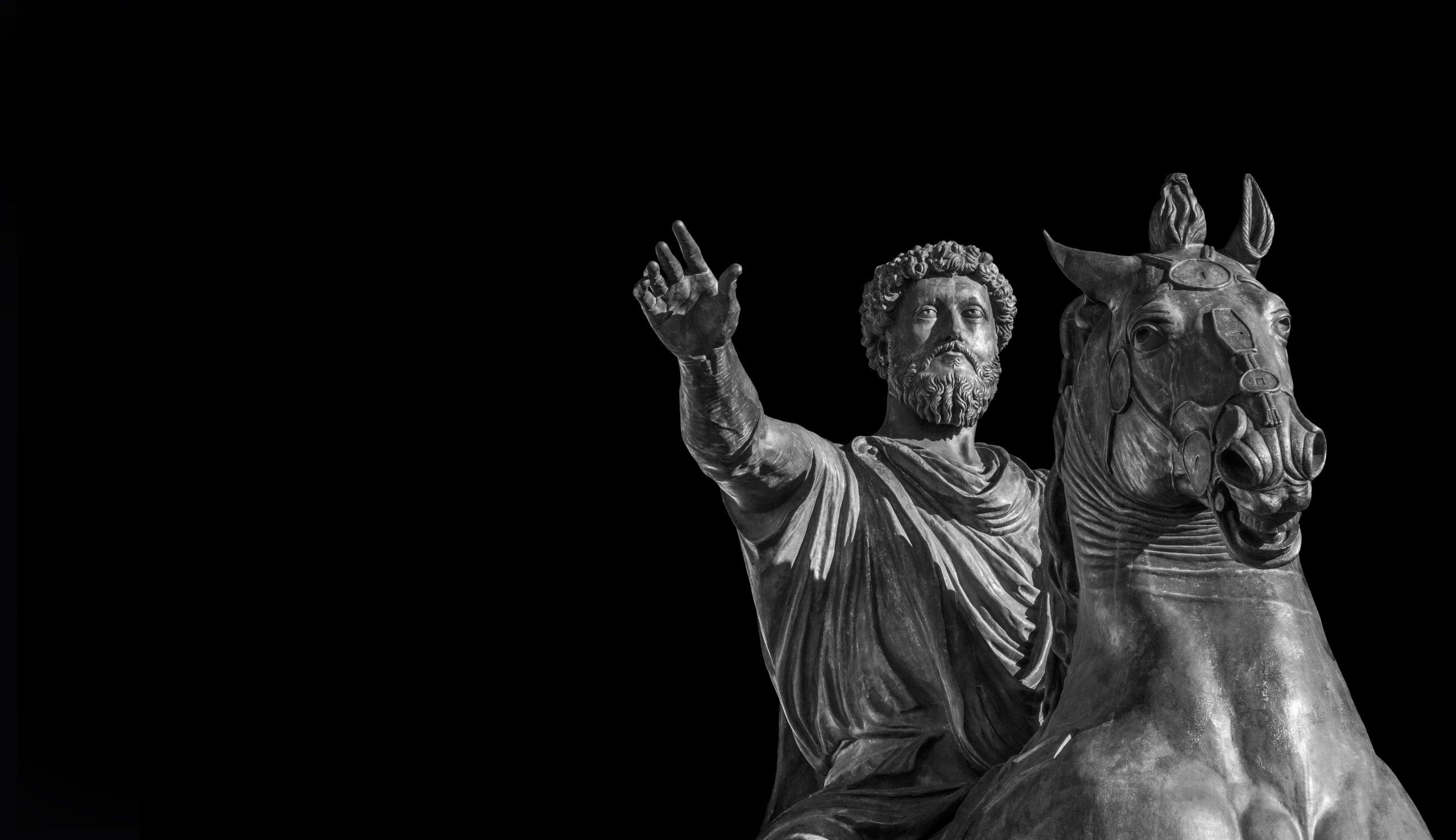 Ancient equestrian monument of emperor Marcus Aurelius, a bronze replica of 2nd century AD statue in the center of Capitol Hill Square in Rome. Depositphotos.