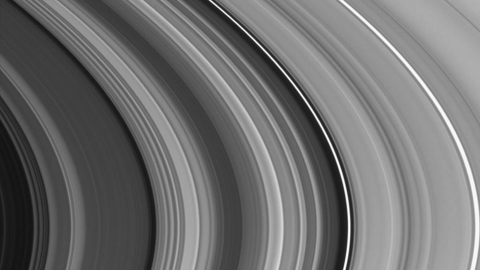 The inner region of the C-ring. A little to the right of the center is the Colombo Gap. Credit: NASA/JPL