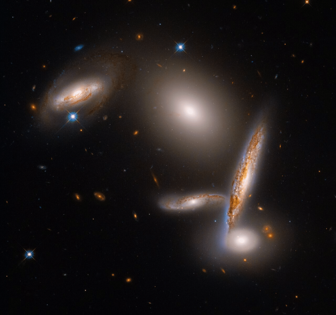 The HCG 40 (Hickson Compact Group) shown in the new anniversary image of Hubble. Credit: NASA, ESA, STScI IMAGE PROCESSING: Alyssa Pagan (STScI)
