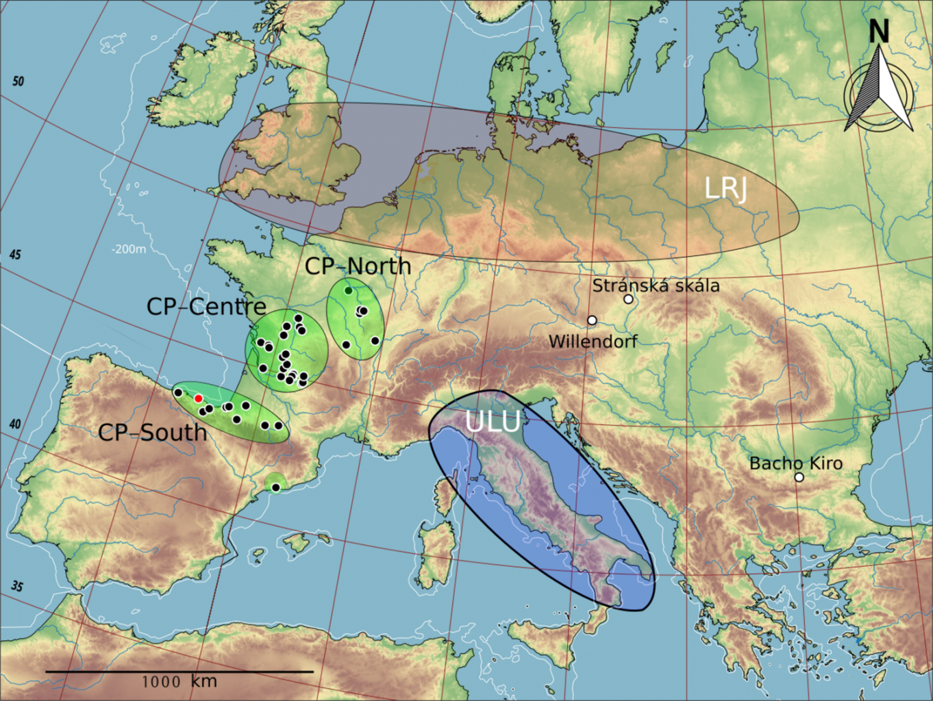 The spread of different techniques for making stone tools. On the territory of modern France and Spain, sites are marked where tools of the Chаtelperronian culture were found. Credit: Joseba Rios-Garaizar et al. / PLoS One, 2022