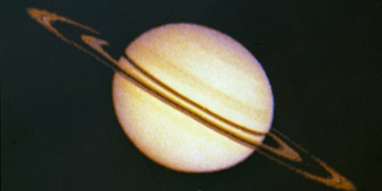 Saturn and Titan captured by the Pioneer 11 spacecraft in 1979. Credit: NASA