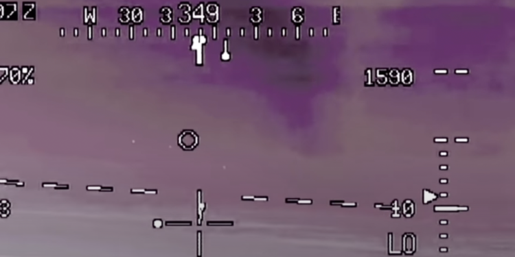 A screengrab from the video showing three UFO - UAP. Image Credit: The Debrief.