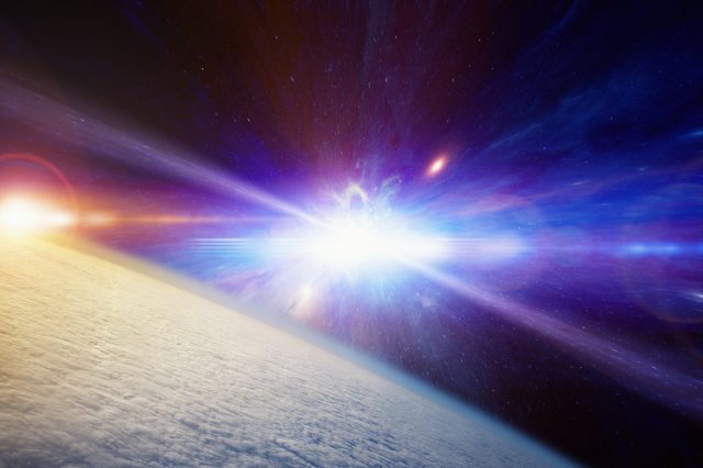 An Artist's rendering of a Super Earth orbiting a distant Star. Depositphotos.