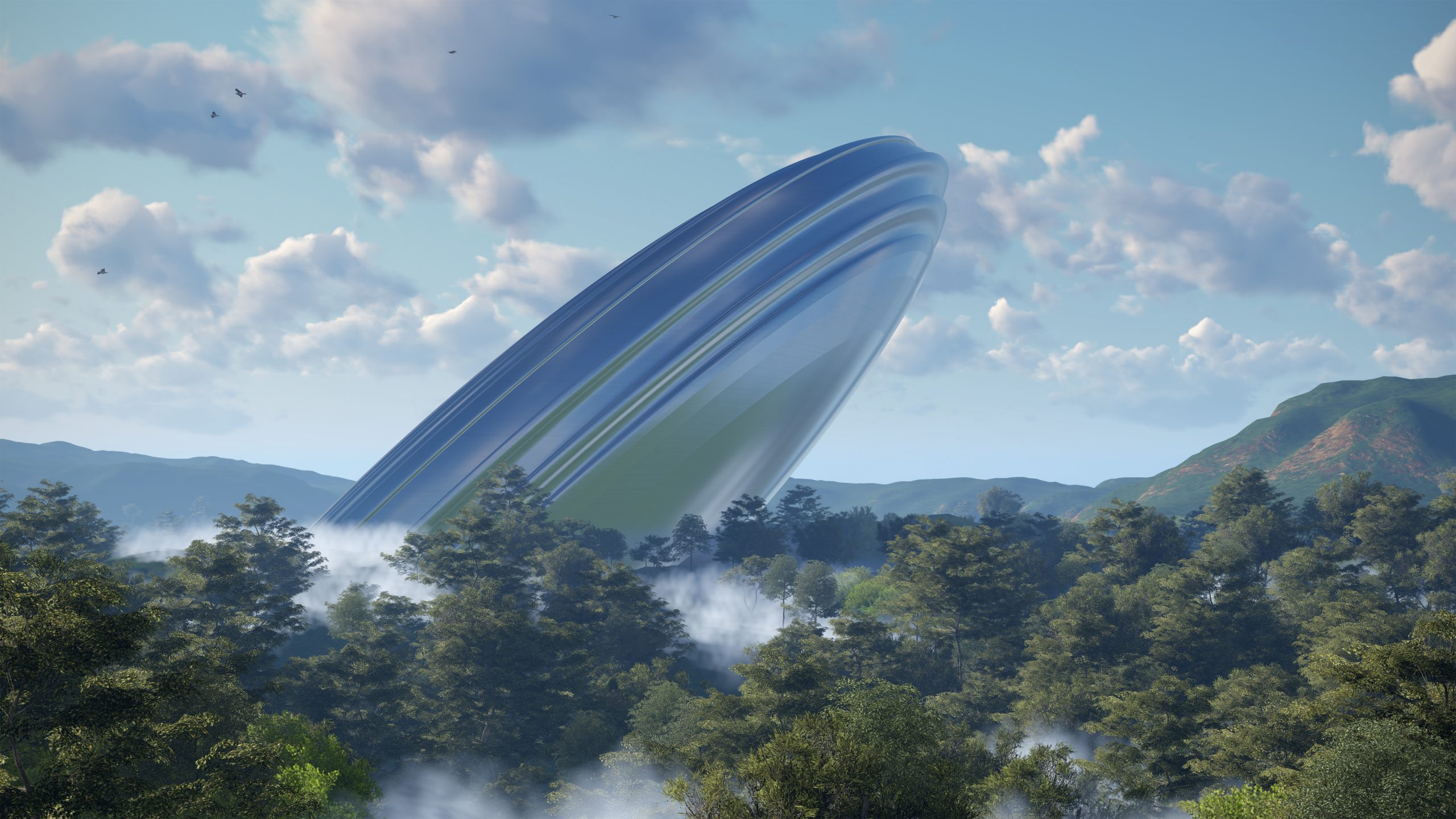 Artistic rendering of a crashed UFO and alien technology. Depositphotos.