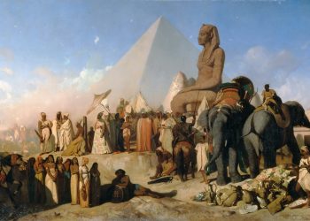 Meeting Between Cambyses II and Psammetichus III. A painting recreated by a French artist called Adrien Guignet. Wikimedia Commons.