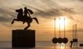 Silhouette of Alexander the Great Statue at sunrise. Thessaloniki city. Greece. Depositphotos.