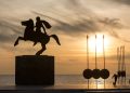 Silhouette of Alexander the Great Statue at sunrise. Thessaloniki city. Greece. Depositphotos.