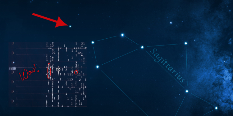 The Wow! Signal's origin from the constellation Sagittarius. Image Credit: The Planetary Society.