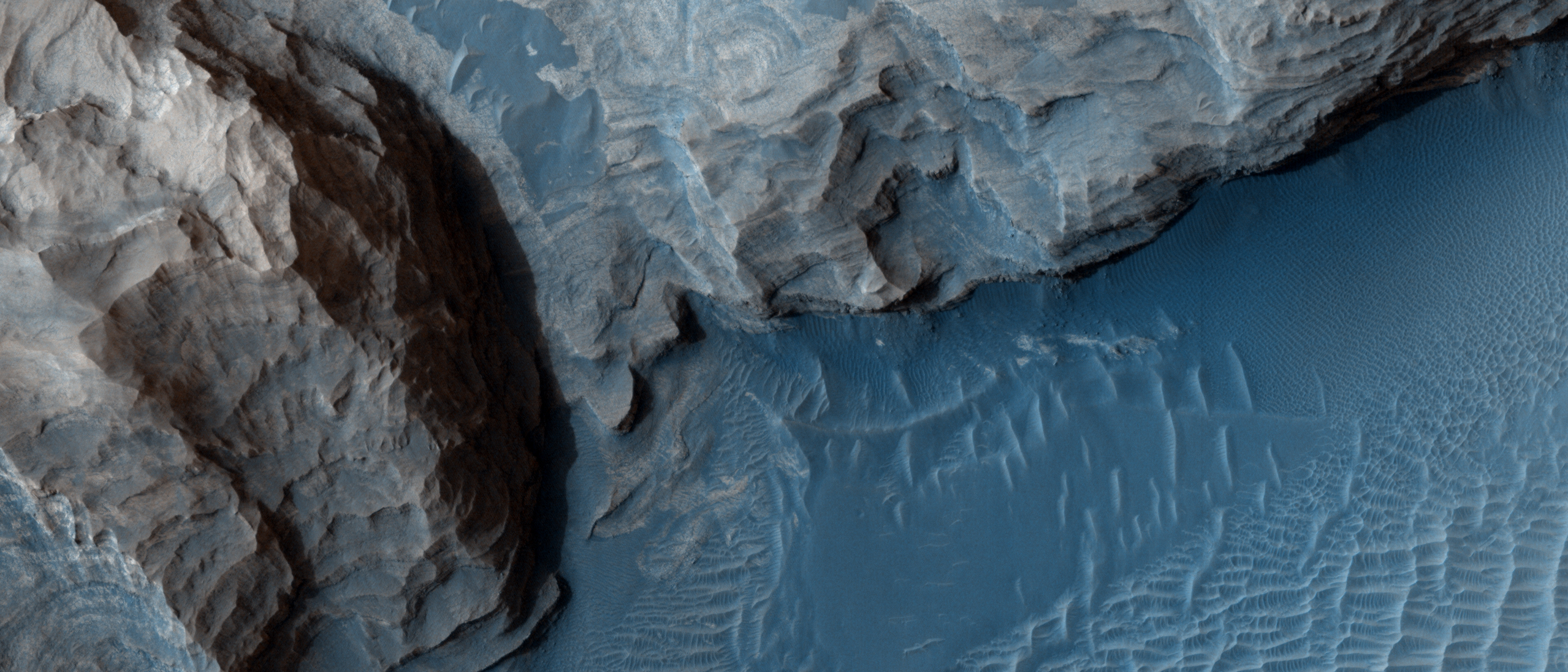 A crater in Meridiani Planum Mars. HiRISE.