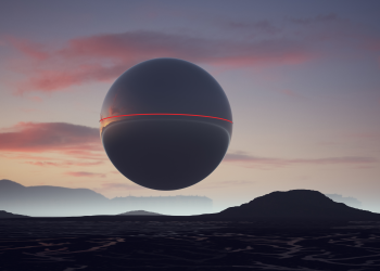 Artist's rendering of a UFO sphere in the sky. Depositphotos.