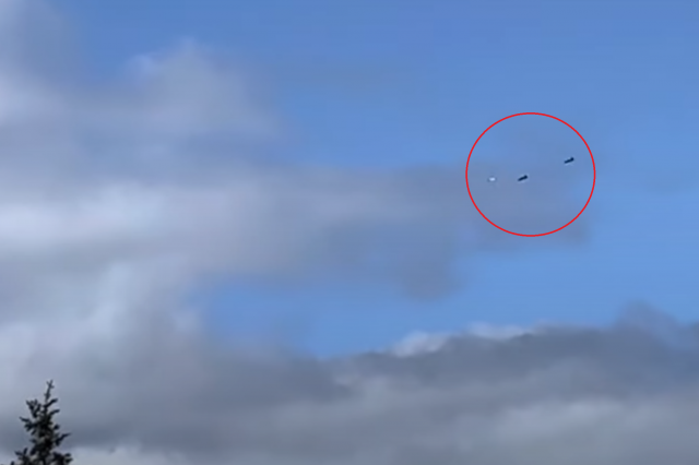 A screengrab from a video showing two fighter jets chasing a tic-tac UFO. Image Credit: YouTube - Alex McCall.