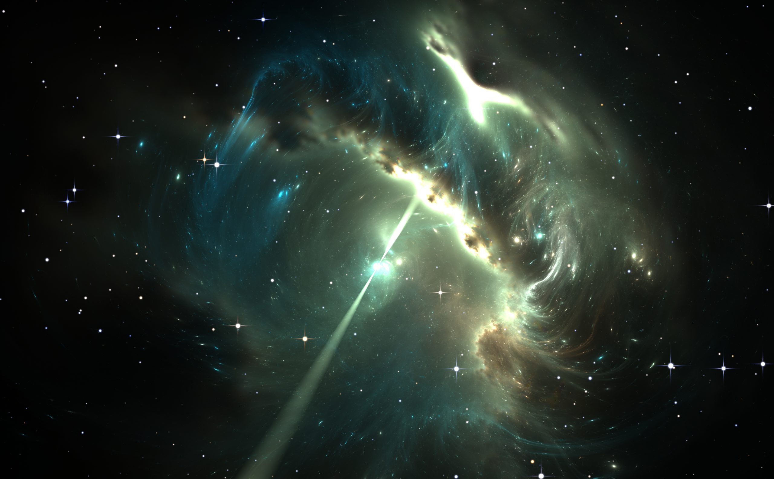 An artist's rendering of a pulsar in deep space. Depositphotos.
