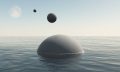 An artist's rendering of a UFO entering the ocean. Depositphotos.