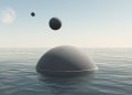 An artist's rendering of a UFO entering the ocean. Depositphotos.