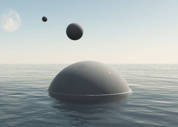 An artist's rendering of a UFO entering the ocean. Depositphotos.