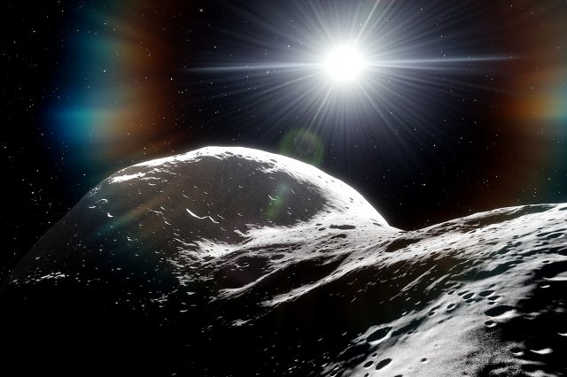 An illustration showing the surface of an asteroid. Depositphotos.