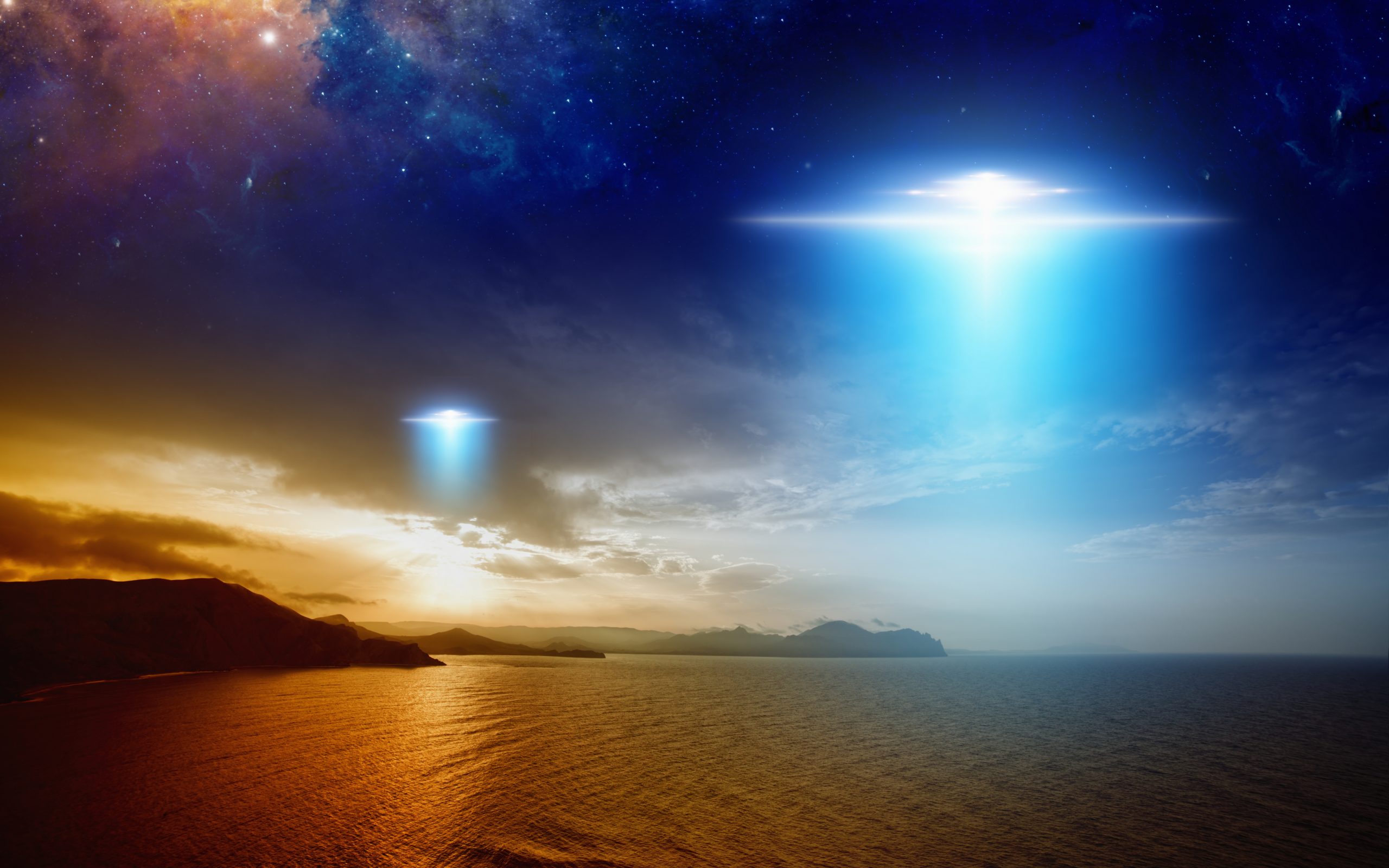 An illustration showing UFOs. Depositphotos.
