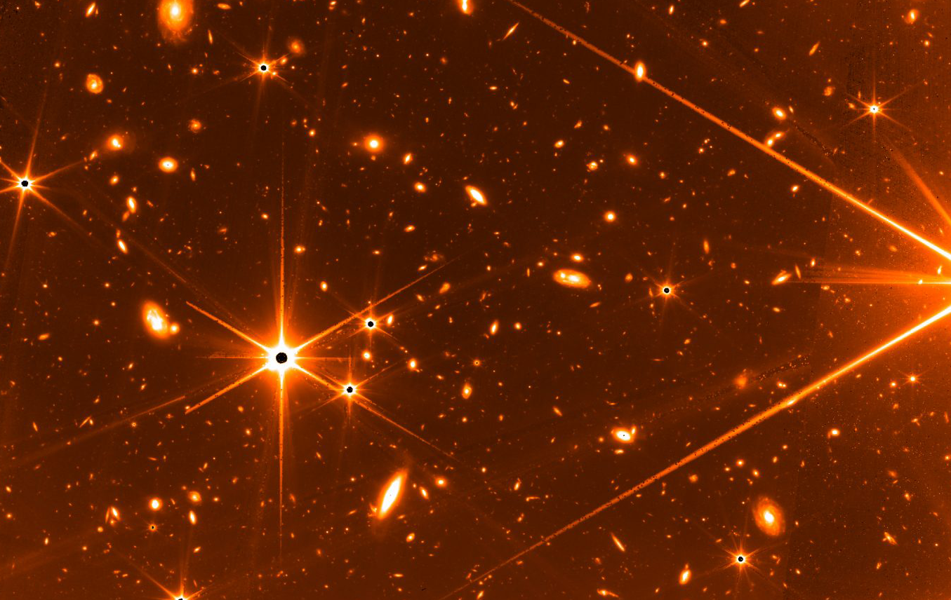This photograph is a cropped version of the James Webb Telescope's latest image. Image Credit: NASA, CSA, and FGS team.