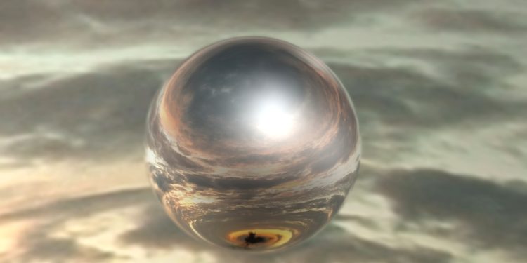 An illustration of a sphere-like UFO. Depositphotos.