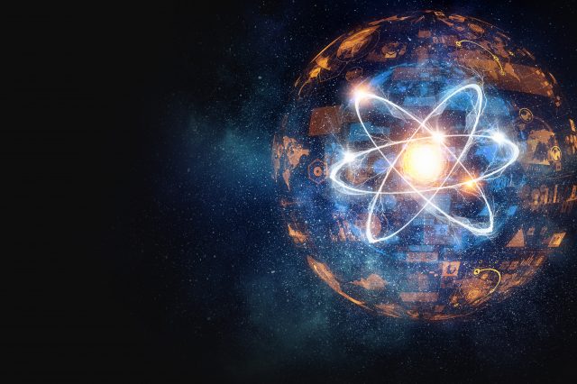 An illustration of a trapped atom. Depositphotos.