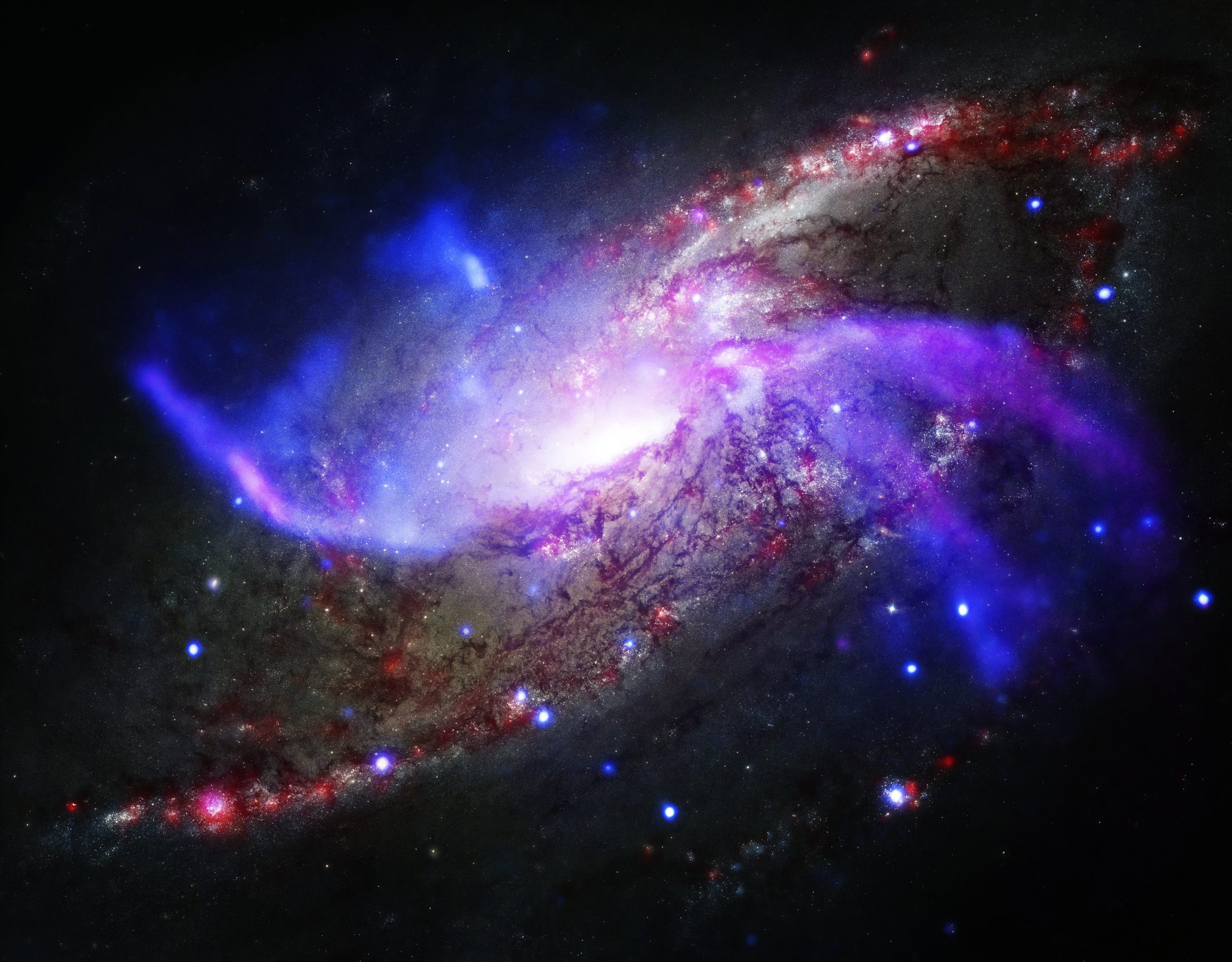 An illustration showing a galaxy with spiral arms. Depositphotos.