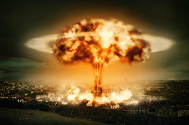 An illustration showing a huge nuclear explosion. Depositphotos.