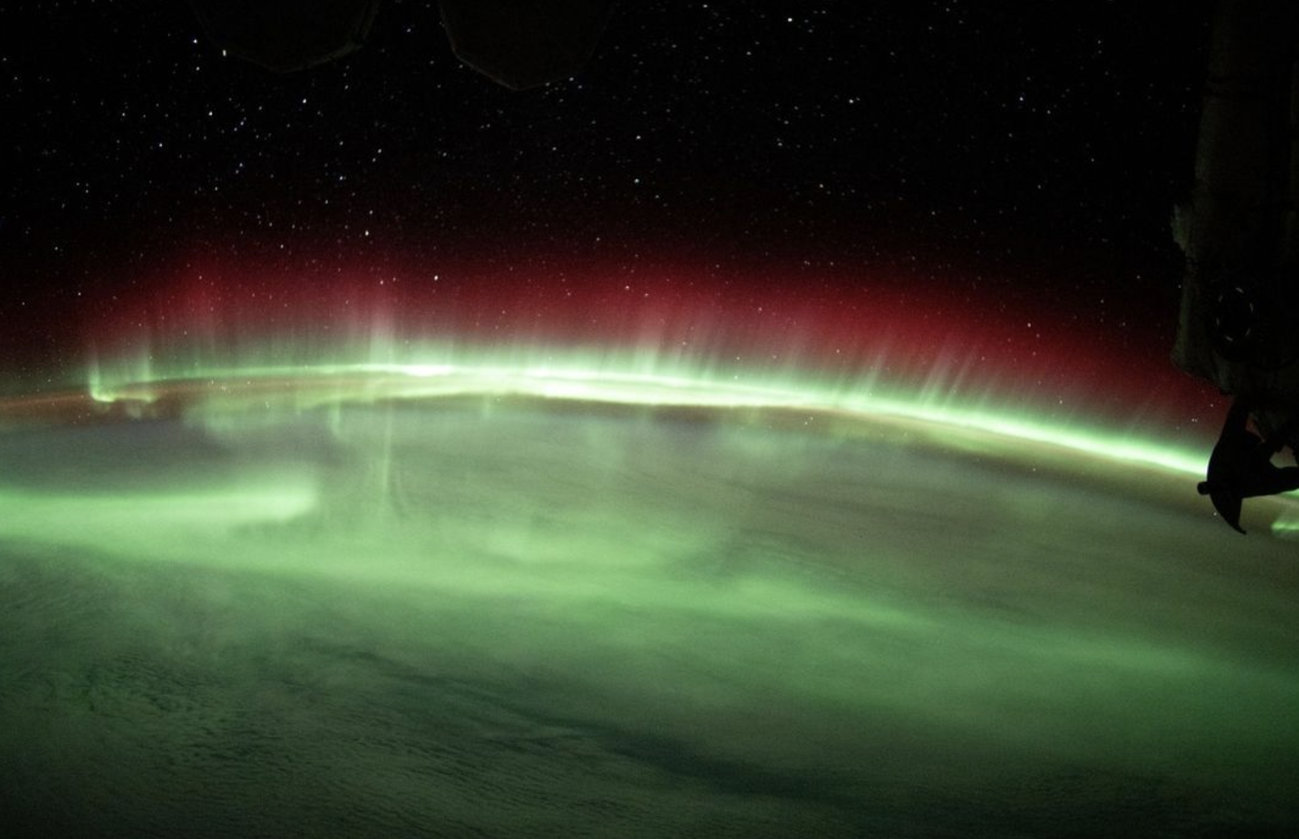A spectacular image showing the Southern Lights as seen from the International Space Station. Image Credit: NASA.