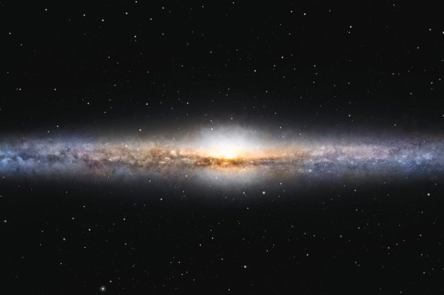 A side-view of a galaxy center. Depositphotos.