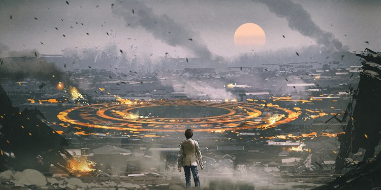 An artist's illustration of an apocalyptic scene. Depositphotos.