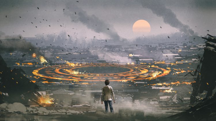 An artist's illustration of an apocalyptic scene. Depositphotos.