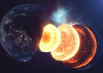 An artist's illustration of the internal makeup of Earth. Depositphotos.