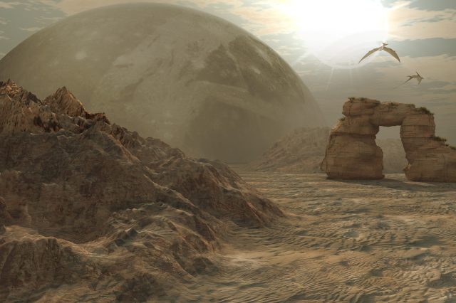 An artist's rendering showing life on other planets. Depositphotos.