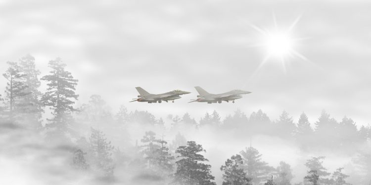 An illustration of fighter jets chasing a UFO. Depositphotos.