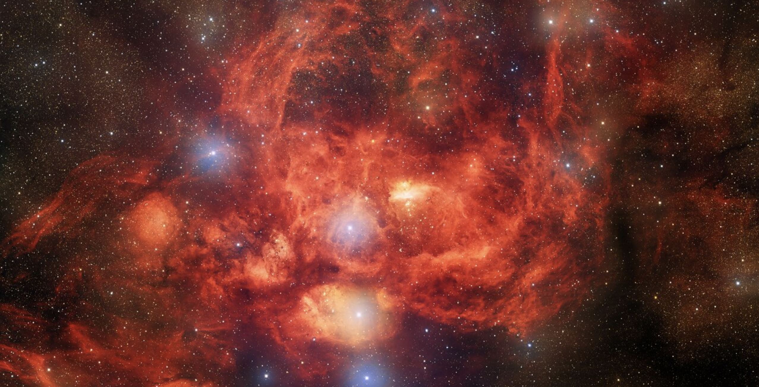 A cropped photograph of the Lobster Nebula. Image Credit: CTIO/NOIRLab/DOE/NSF/AURA T.A. Rector (University of Alaska Anchorage/NSF’s NOIRLab), J. Miller (Gemini Observatory/NSF’s NOIRLab), M. Zamani & D. de Martin (NSF’s NOIRLab).