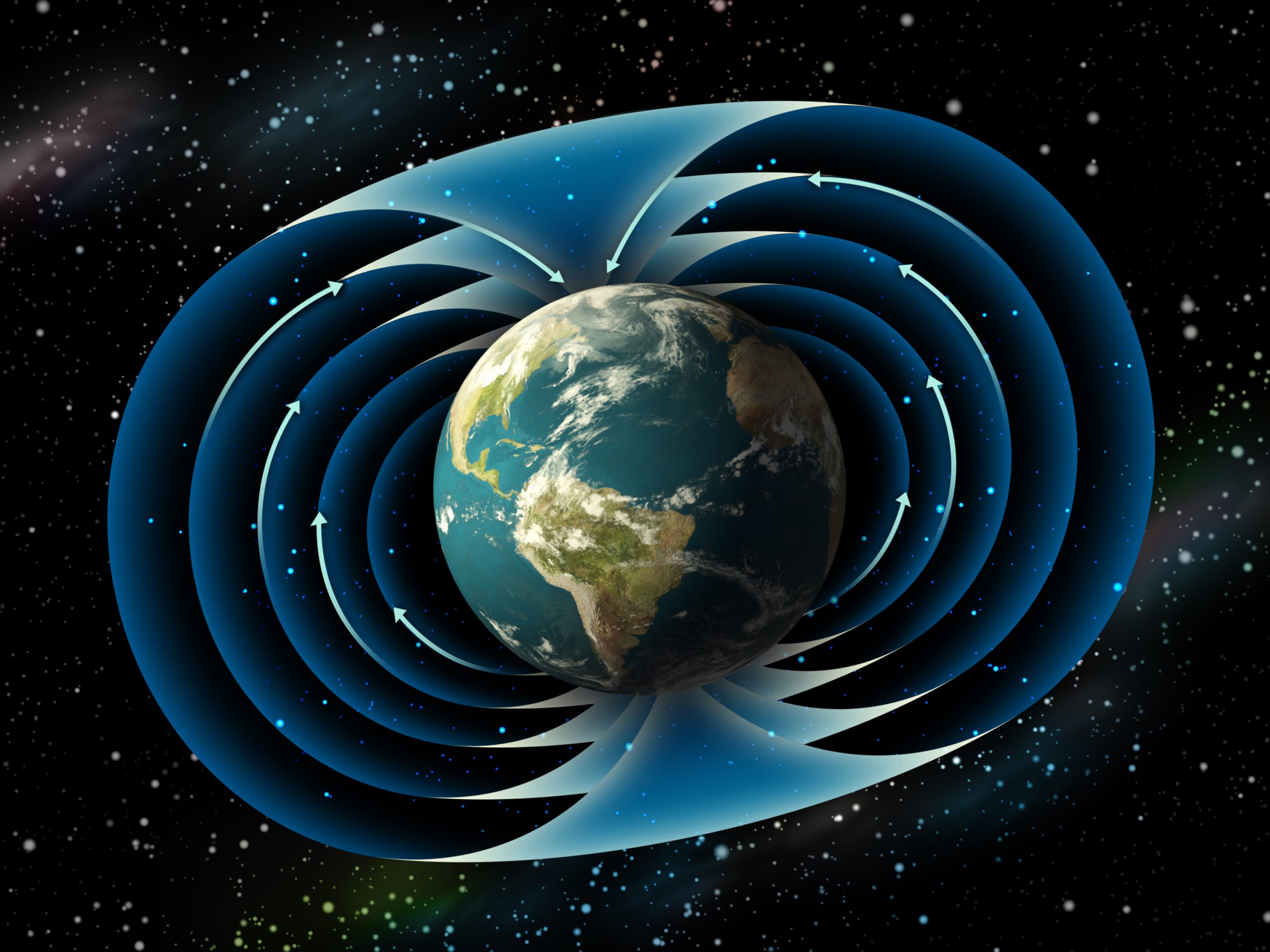 An illustration of Earth's Magnetic Field. Depositphotos.