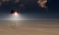 An illustration of a cube-shaped UFO. Depositphotos.