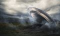 An illustration showing a crashed UFO. Depositphotos.